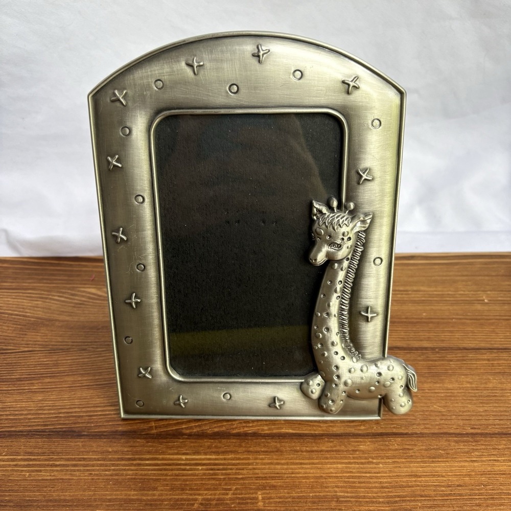 Fetco Pewter Giraffe 4x6 Picture Frame Nursery Safari Jungle‎ Baby Photo Frame